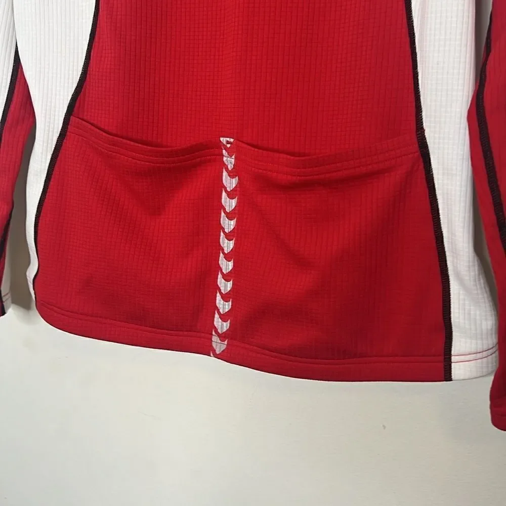 Louis Garneau Women’s Red White Color Block Quarter Zip Pull Over Cycling Jacket